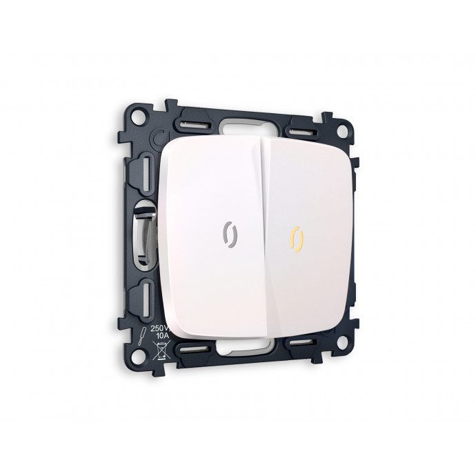 MO204010 Комплект механизма 2-кл выключателя с подсветкой 3200K OMEGA Жемчуг QUANT (OP2040, VM115, G11Y)