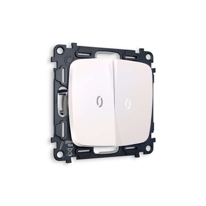 MO204035 Комплект механизма 2-кл проходного выключателя с подсветкой 5600K OMEGA Жемчуг QUANT (OP2040, VM120, G25W)