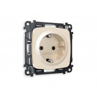 MO306010 Комплект механизма электрической розетки OMEGA Бежевый глянец с/з на винтовых зажимах QUANT (OP3060, VM141)