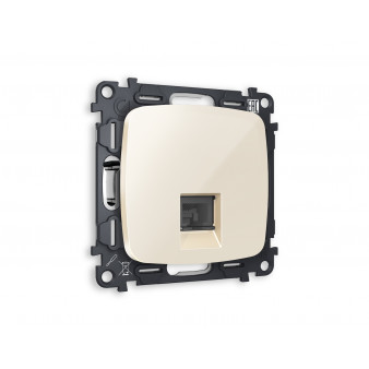 MO312010 Комплект механизма компьютерной розетки OMEGA Бежевый глянец RJ-45(8P8C) CAT6 с шторкой QUANT (OP3120, VM188)