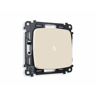 MO322035 Комплект механизма 1-кл проходного выключателя с подсветкой 5600K OMEGA Бежевый матовый QUANT (OP3220, VM105, G25W)