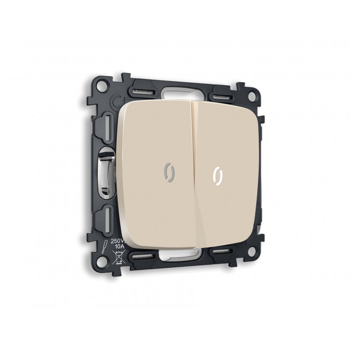 MO324035 Комплект механизма 2-кл проходного выключателя с подсветкой 5600K OMEGA Бежевый матовый QUANT (OP3240, VM120, G25W)