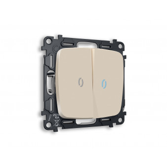 MO324040 Комплект механизма 2-кл проходного выключателя с подсветкой 10000K OMEGA Бежевый матовый QUANT (OP3240, VM120, G29B)