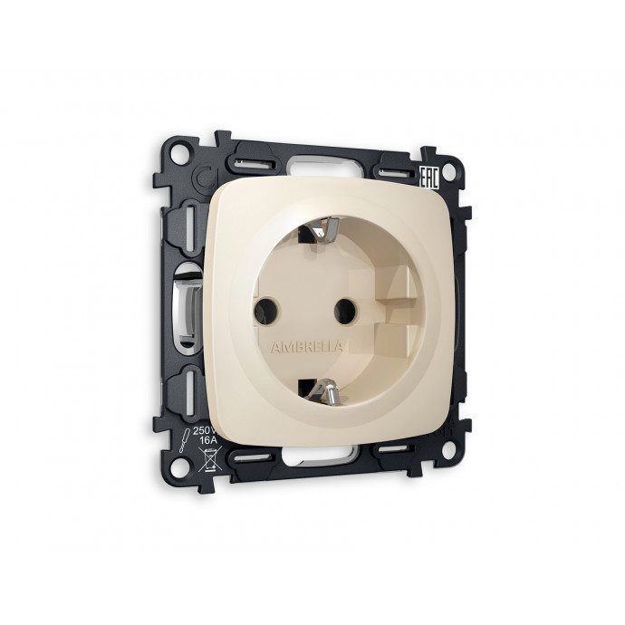 MO326010 Комплект механизма электрической розетки OMEGA Бежевый матовый с/з на винтовых зажимах QUANT (OP3260, VM141)