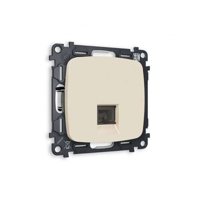 MO332010 Комплект механизма компьютерной розетки OMEGA Бежевый матовый RJ-45(8P8C) CAT6 с шторкой QUANT (OP3320, VM188)