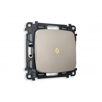 MO362030 Комплект механизма 1-кл проходного выключателя с подсветкой 3200K OMEGA Серо-бежевый матовый QUANT (OP3620, VM105, G22Y)