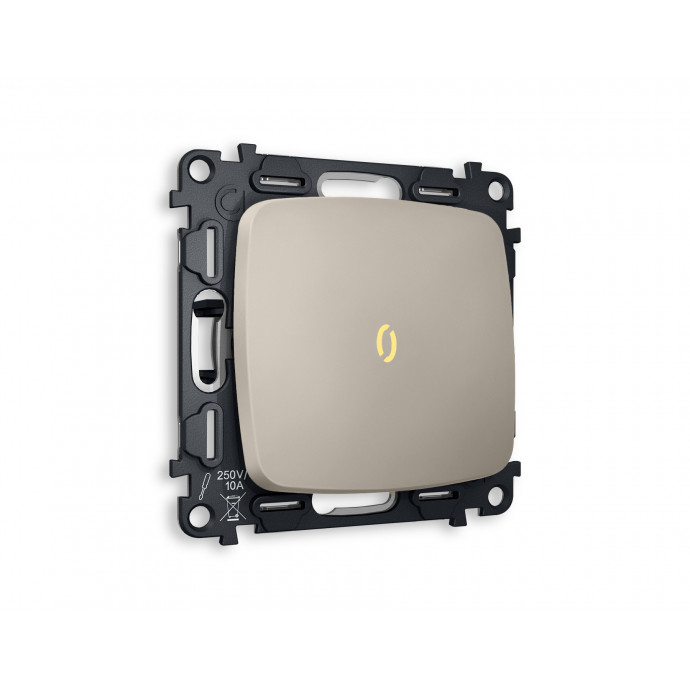 MO362030 Комплект механизма 1-кл проходного выключателя с подсветкой 3200K OMEGA Серо-бежевый матовый QUANT (OP3620, VM105, G22Y)