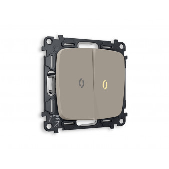 MO364010 Комплект механизма 2-кл выключателя с подсветкой 3200K OMEGA Серо-бежевый матовый QUANT (OP3640, VM115, G11Y)