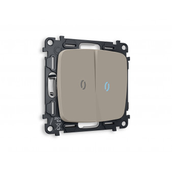 MO364040 Комплект механизма 2-кл проходного выключателя с подсветкой 10000K OMEGA Серо-бежевый матовый QUANT (OP3640, VM120, G29B)