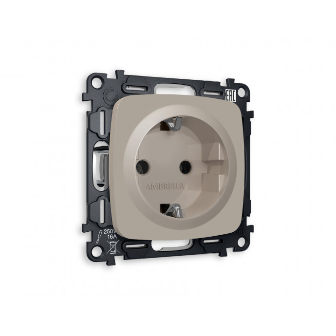 MO366010 Комплект механизма электрической розетки OMEGA Серо-бежевый матовый с/з на винтовых зажимах QUANT (OP3660, VM141)