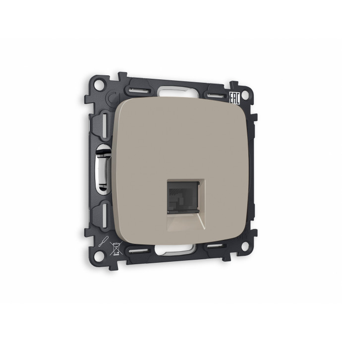 MO372010 Комплект механизма компьютерной розетки OMEGA Серо-бежевый матовый RJ-45(8P8C) CAT6 с шторкой QUANT (OP3720, VM188)