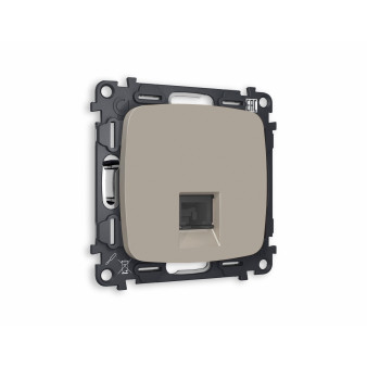 MO372030 Комплект механизма телефонной розетки OMEGA Серо-бежевый матовый RJ-11(4P4C) с шторкой QUANT (OP3720, VM190)