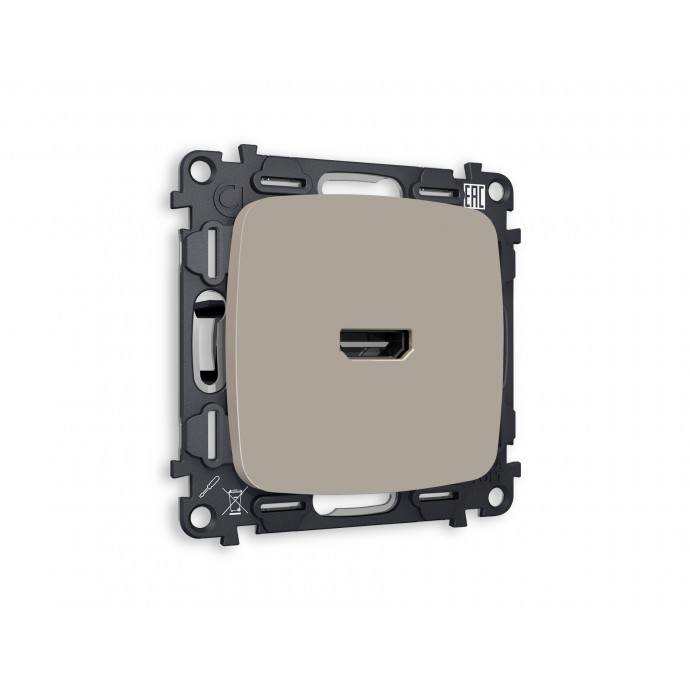 MO374010 Комплект механизма розетки HDMI 2.0 OMEGA Серо-бежевый матовый 40V/500MO 2.0GHz 5-18Gbit/s QUANT (OP3740, VM222)