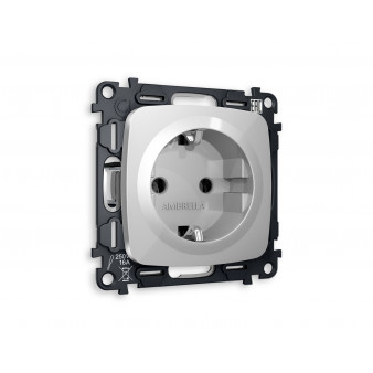 MO406010 Комплект механизма электрической розетки OMEGA Серебро глянец с/з на винтовых зажимах QUANT (OP4060, VM141)