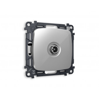 MO413030 Комплект механизма TV розетки проходной OMEGA Серебро глянец 5-1000 MHz 4dB QUANT (OP4130, VM211)