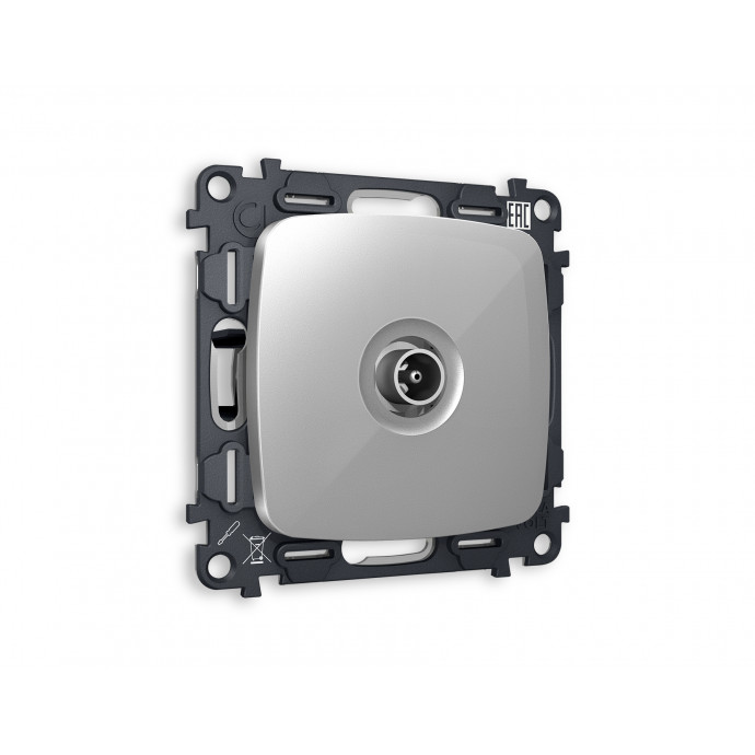 MO413030 Комплект механизма TV розетки проходной OMEGA Серебро глянец 5-1000 MHz 4dB QUANT (OP4130, VM211)