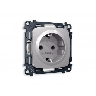 MO507010 Комплект механизма электрической розетки OMEGA Сталь матовый с/з c шторками QUANT (OP5070, VM141)