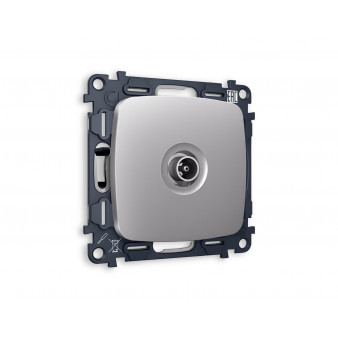 MO513030 Комплект механизма TV розетки проходной OMEGA Сталь матовый 5-1000 MHz 4dB QUANT (OP5130, VM211)