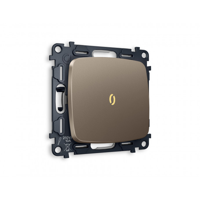 MO632010 Комплект механизма 1-кл выключателя с подсветкой 3200K OMEGA Темная бронза матовый QUANT (OP6320, VM101, G11Y)