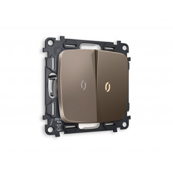 MO634010 Комплект механизма 2-кл выключателя с подсветкой 3200K OMEGA Темная бронза матовый QUANT (OP6340, VM115, G11Y)