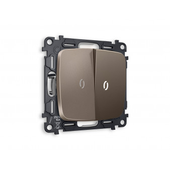 MO634015 Комплект механизма 2-кл выключателя с подсветкой 5600K OMEGA Темная бронза матовый QUANT (OP6340, VM115, G14W)