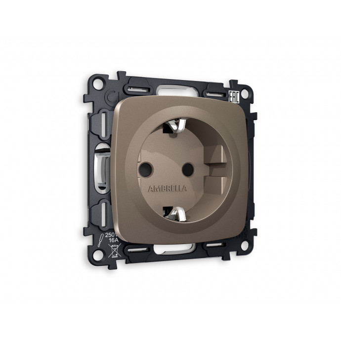 MO637010 Комплект механизма электрической розетки OMEGA Темная бронза матовый с/з с шторками QUANT (OP6370, VM141)