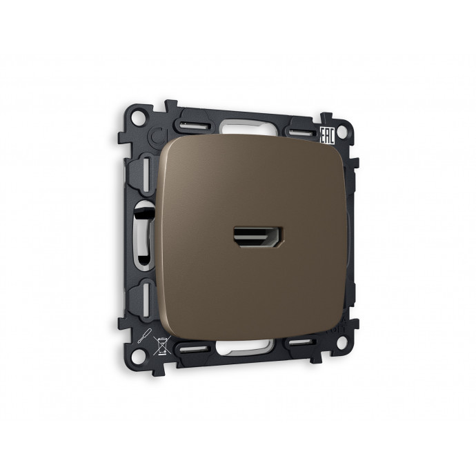 MO644010 Комплект механизма розетки HDMI 2.0 OMEGA Темная бронза матовый 40V/500mA 2.0GHz 5-18Gbit/s QUANT (OP6440, VM222)