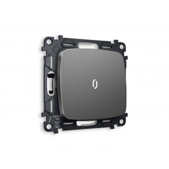 MO652015 Комплект механизма 1-кл выключателя с подсветкой 5600K OMEGA Антрацит серый QUANT (OP6520, VM101, G14W)