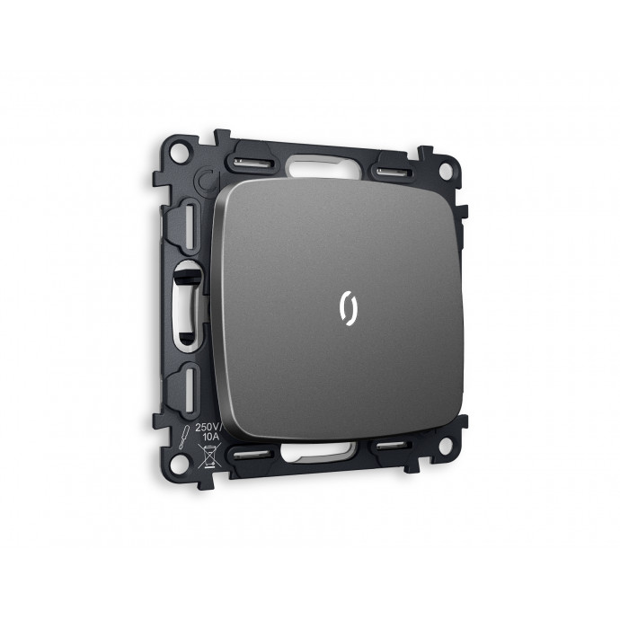 MO652015 Комплект механизма 1-кл выключателя с подсветкой 5600K OMEGA Антрацит серый QUANT (OP6520, VM101, G14W)