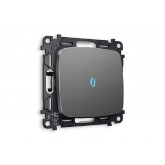 MO652020 Комплект механизма 1-кл выключателя с подсветкой 10000K OMEGA Антрацит серый QUANT (OP6520, VM101, G17B)