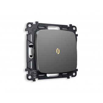 MO652030 Комплект механизма 1-кл проходного выключателя с подсветкой 3200K OMEGA Антрацит серый QUANT (OP6520, VM105, G22Y)