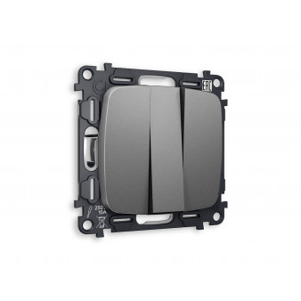 MO655010 Комплект механизма 3-кл выключателя OMEGA Антрацит серый 10A-250V QUANT (OP6550, VM133)