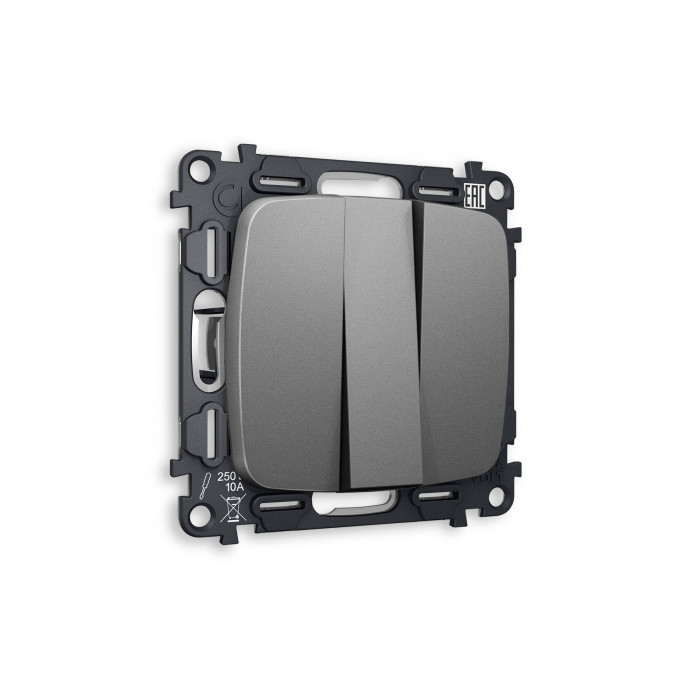 MO655010 Комплект механизма 3-кл выключателя OMEGA Антрацит серый 10A-250V QUANT (OP6550, VM133)