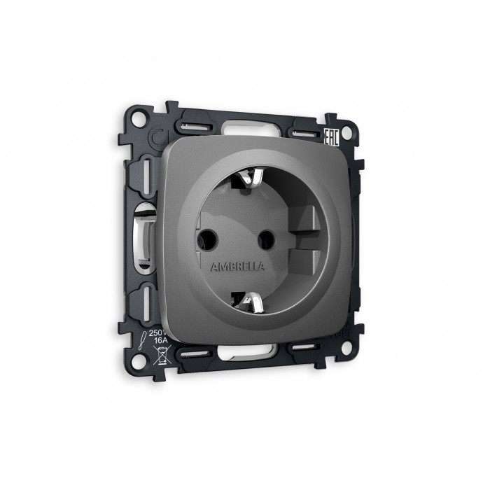 MO656010 Комплект механизма электрической розетки OMEGA Антрацит серый с/з на винтовых зажимах QUANT (OP6560, VM141)