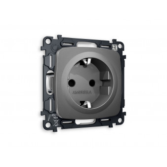 MO657010 Комплект механизма электрической розетки OMEGA Антрацит серый с/з и шторками QUANT (OP6570, VM141)