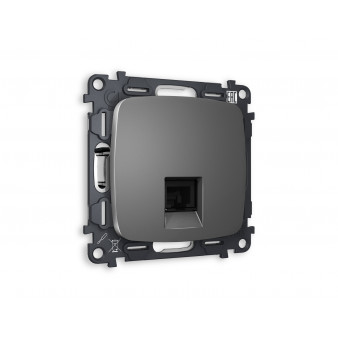 MO662030 Комплект механизма телефонной розетки OMEGA Антрацит серый RJ-11(4P4C) с шторкой QUANT (OP6620, VM190)