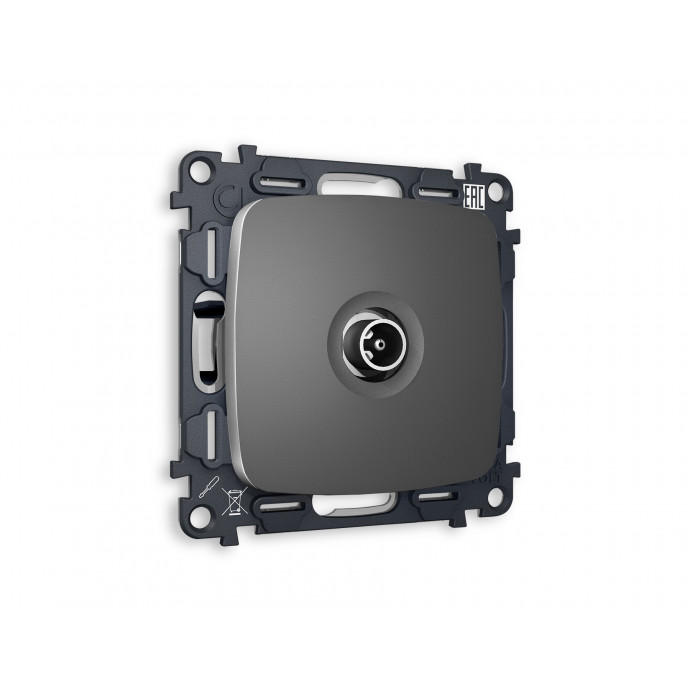 MO663010 Комплект механизма TV розетки оконечной OMEGA Антрацит серый 50-870 MHz 1dB QUANT (OP6630, VM202)