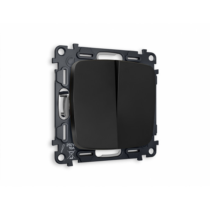 MO803010 Комплект механизма 2-кл выключателя OMEGA Черный матовый QUANT (OP8030, VM115)