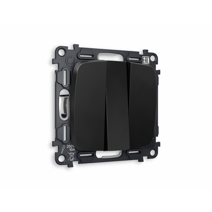 MO805010 Комплект механизма 3-кл выключателя OMEGA Черный матовый 10A-250V QUANT (OP8050, VM133)