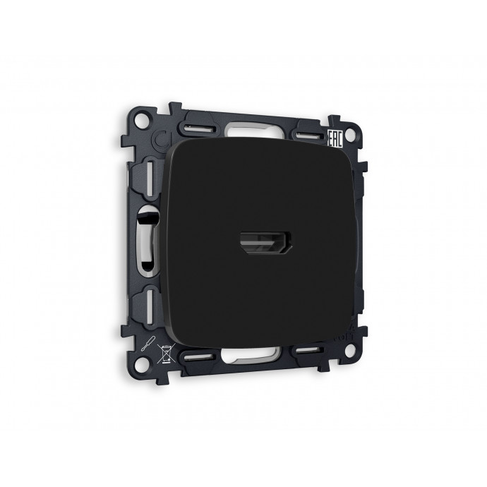 MO814010 Комплект механизма розетки HDMI 2.0 OMEGA Черный матовый 40V/500mA 2.0GHz 5-18Gbit/s QUANT (OP8140, VM222)