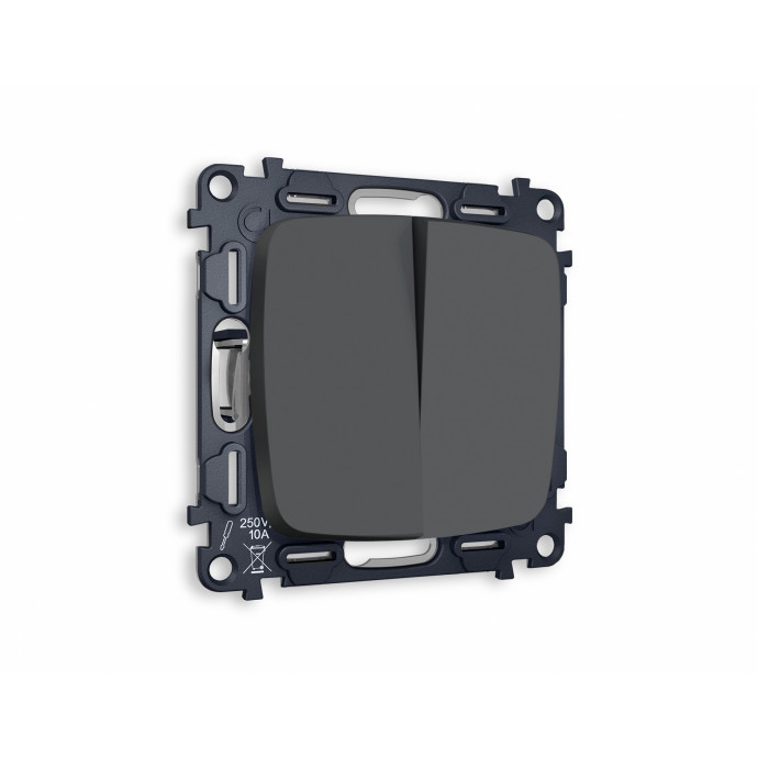 MO903010 Комплект механизма 2-кл выключателя OMEGA Графит мягкое касание QUANT (OP9030, VM115)