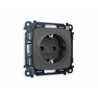 MO906010 Комплект механизма электрической розетки OMEGA Графит мягкое касание с/з на винтовых зажимах QUANT (OP9060, VM141)