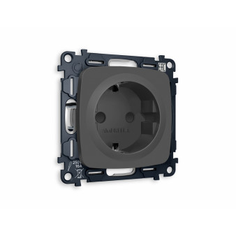 MO907010 Комплект механизма электрической розетки OMEGA Графит мягкое касание с/з с шторками QUANT (OP9070, VM141)