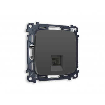 MO912010 Комплект механизма компьютерной розетки OMEGA Графит мягкое касание RJ-45(8P8C) CAT6 с шторкой QUANT (OP9120, VM188)