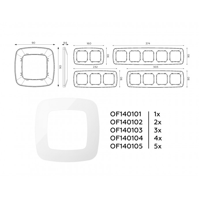 OF140104 Рамка OMEGA Ecta (Белый глянец) 4-ая