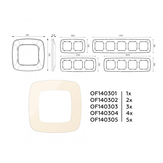 OF140304 Рамка OMEGA Ecta (Бежевый глянец) 4-ая