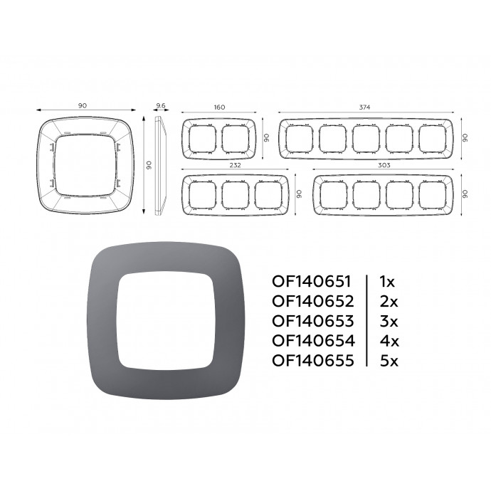 OF140652 Рамка OMEGA Ecta (Антрацит серый) 2-ая