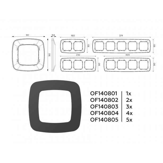 OF140804 Рамка OMEGA Ecta (Графит Мягкое касание) 4-ая
