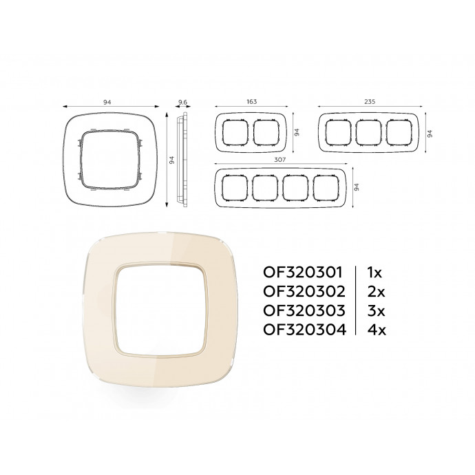 OF320304 Рамка OMEGA Radian (Бежевый Стекло органическое) 4-ая