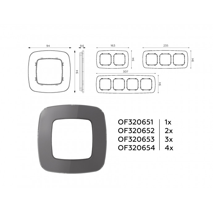 OF320653 Рамка OMEGA Radian (Антрацит серый Стекло органическое) 3-ая